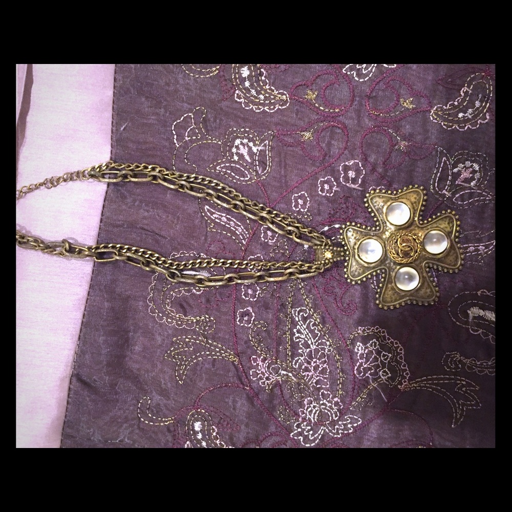 Brass. Maltese. Cross necklace